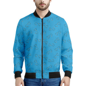 Blue Stethoscope Pattern Print Men's Bomber Jacket - Premium Polyester Blend