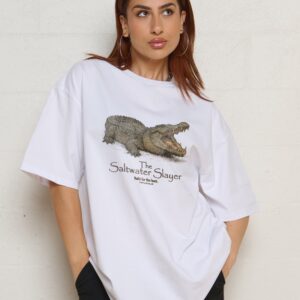 Saltwater Slayer Oversized Graphic Tee - Unisex 90s Boxy Fit 100% Combed Cotton