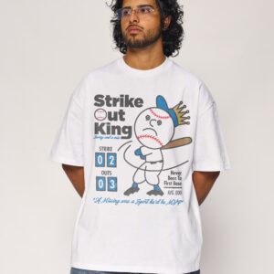 Strike Out King Oversized Graphic Tee - Threadheads 90s Boxy Fit 100% Combed Cotton