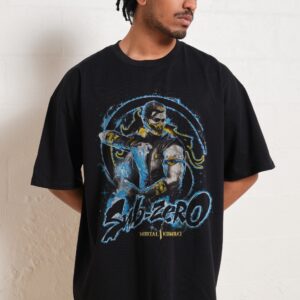 Subzero Oversized Graphic Tee Mortal Kombat Collab 90s Boxy Fit 100% Combed Cotton