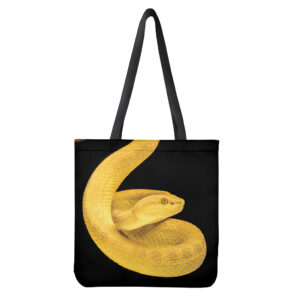 Yellow Snake Print Tote Bag - Polyester Double-Sided Print Shoulder Carry