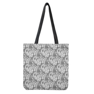 Zentangle Flower Pattern Print Tote Bag - Polyester Double-Sided Lightweight