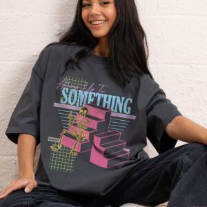 Always Up To Something Oversized Graphic Tee - Unisex 90s Boxy Fit 100% Combed Cotton