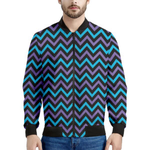 Blue Purple Black Chevron Print Men's Bomber Jacket