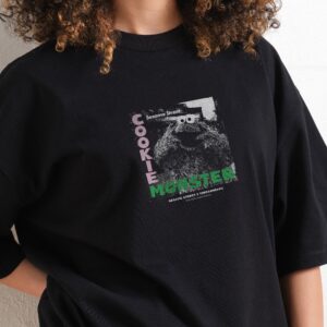Cookie Monster Calling Oversized Graphic T-Shirt Unisex 90s Boxy Fit
