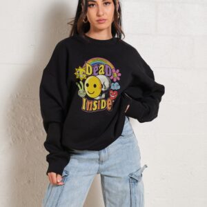 Dead Inside Unisex Sweatshirt - Premium 340gsm Cotton Poly Blend Graphic Print