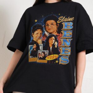 Elaine Benes Oversized Graphic Tee - Seinfeld Collab Unisex 90s Boxy Fit Heavyweight Cotton