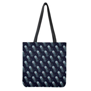 Glowing Jellyfish Pattern Print Tote Bag - Polyester Double-Sided Print Shoulder Carry