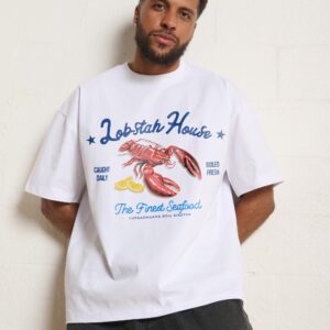 Lobstah Oversized Graphic Tee - Threadheads Unisex 90s Boxy Fit 100% Combed Cotton