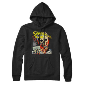 Screaming Skull Horror Movie Unisex Pullover Hoodie - Black Cotton Polyester Blend