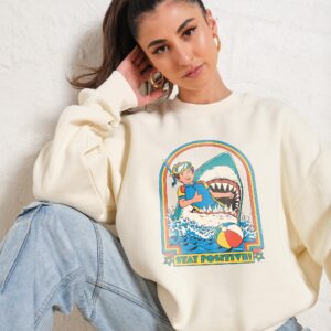 Stay Positive Unisex Sweatshirt - Steven Rhodes Graphic Print, 340gsm Cotton-Poly Blend