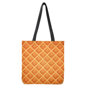 Waffle Print Tote Bag - Polyester Double-Sided Print Lightweight Shoulder Carry