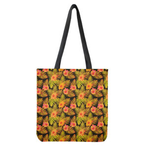 Yellow Hawaiian Tropical Pattern Print Tote Bag - Polyester Double-Sided