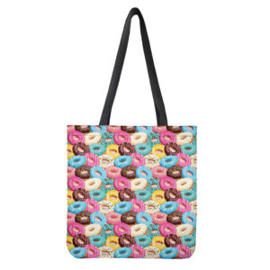 Yummy Donut Pattern Print Polyester Tote Bag - Double-Sided Lightweight