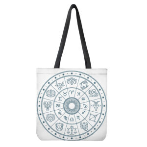 Zodiac Astrology Signs Print Tote Bag - Polyester Double-Sided Shoulder Bag